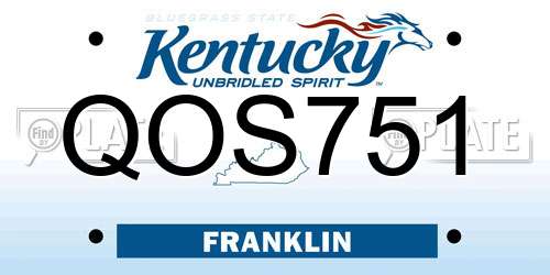 QOS751 Kentucky License Plate