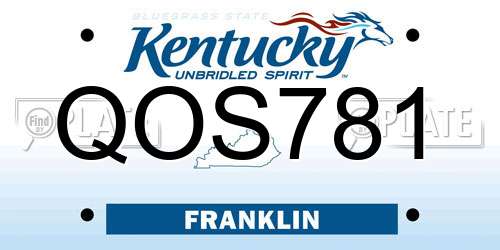 QOS781 Kentucky License Plate