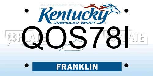 QOS78I Kentucky License Plate