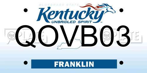 QOVB03 Kentucky License Plate