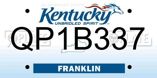 QP1B337 Kentucky License Plate