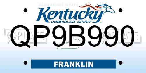 QP9B990 Kentucky License Plate