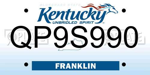 QP9S990 Kentucky License Plate