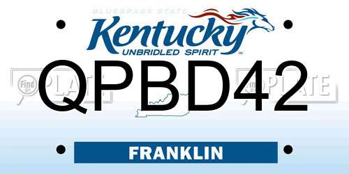 QPBD42 Kentucky License Plate