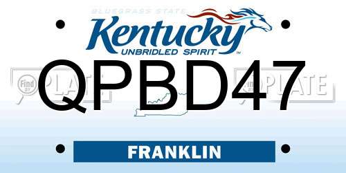 QPBD47 Kentucky License Plate