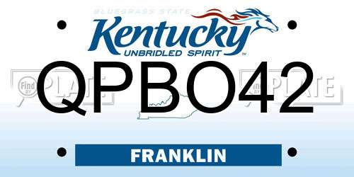 QPBO42 Kentucky License Plate