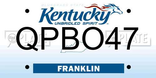 QPBO47 Kentucky License Plate