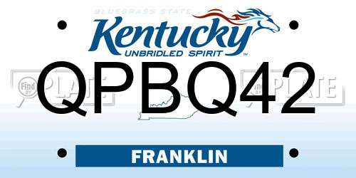 QPBQ42 Kentucky License Plate