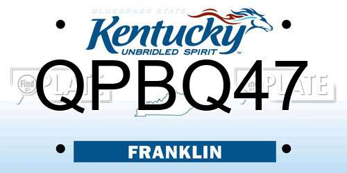 QPBQ47 Kentucky License Plate
