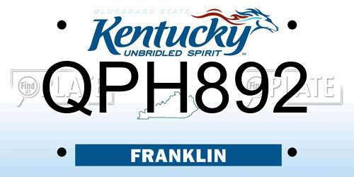 QPH892 Kentucky License Plate