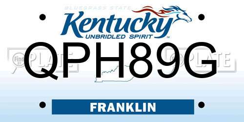QPH89G Kentucky License Plate