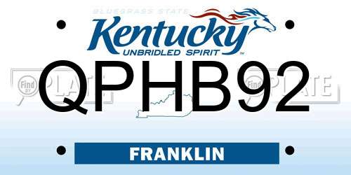 QPHB92 Kentucky License Plate