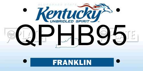 QPHB95 Kentucky License Plate