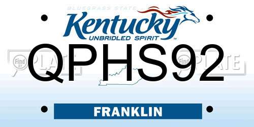 QPHS92 Kentucky License Plate