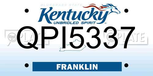 QPI5337 Kentucky License Plate
