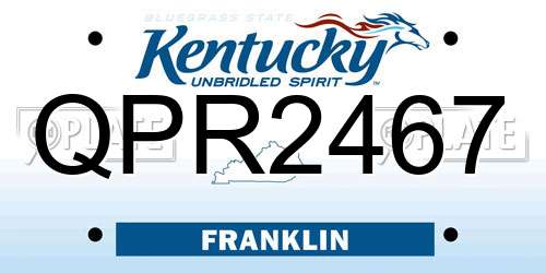 QPR2467 Kentucky License Plate