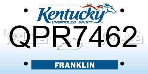 QPR7462 Kentucky License Plate