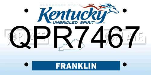 QPR7467 Kentucky License Plate