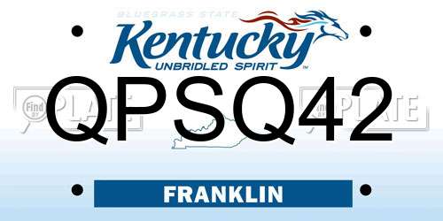 QPSQ42 Kentucky License Plate