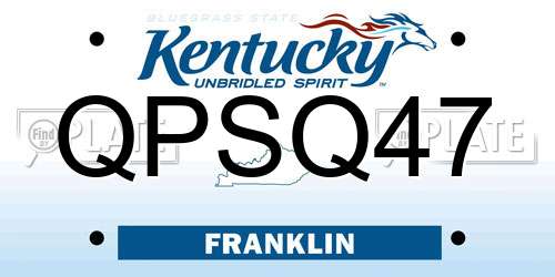 QPSQ47 Kentucky License Plate