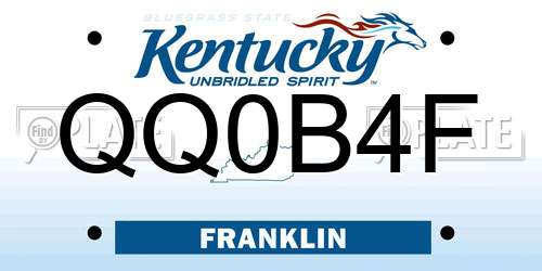 QQ0B4F Kentucky License Plate