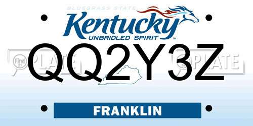 QQ2Y3Z Kentucky License Plate