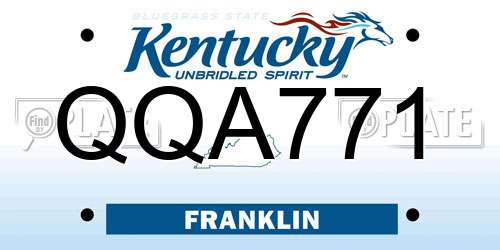 QQA771 Kentucky License Plate