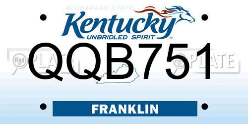 QQB751 Kentucky License Plate