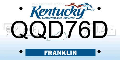 QQD76D Kentucky License Plate