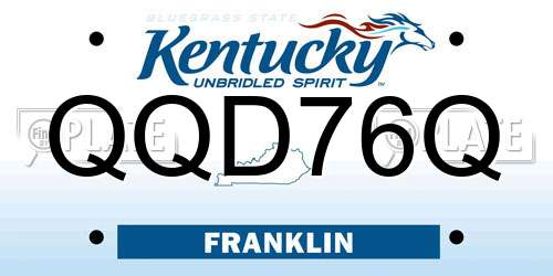 QQD76Q Kentucky License Plate