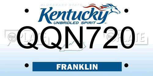 QQN720 Kentucky License Plate