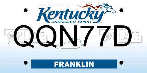 QQN77D Kentucky License Plate