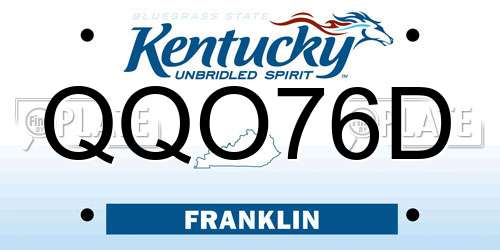QQO76D Kentucky License Plate