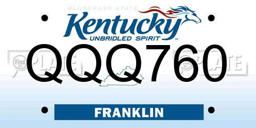 QQQ760 Kentucky License Plate