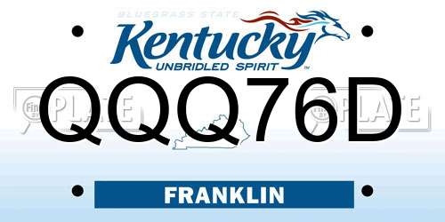 QQQ76D Kentucky License Plate