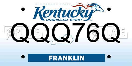 QQQ76Q Kentucky License Plate