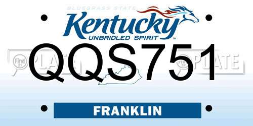 QQS751 Kentucky License Plate