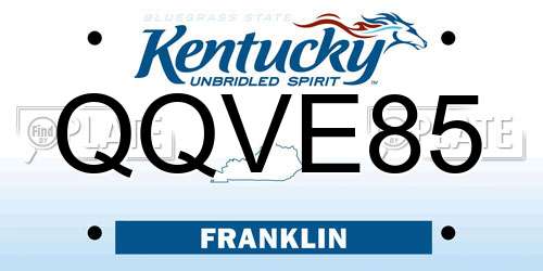 QQVE85 Kentucky License Plate