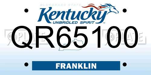 QR65100 Kentucky License Plate