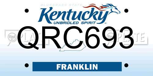 QRC693 Kentucky License Plate
