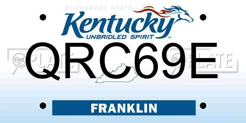 QRC69E Kentucky License Plate