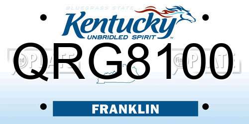 QRG8100 Kentucky License Plate