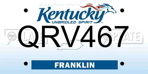 QRV467 Kentucky License Plate