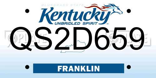 QS2D659 Kentucky License Plate
