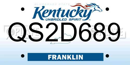 QS2D689 Kentucky License Plate