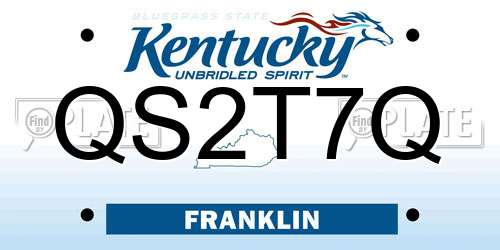 QS2T7Q Kentucky License Plate