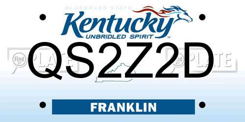QS2Z2D Kentucky License Plate
