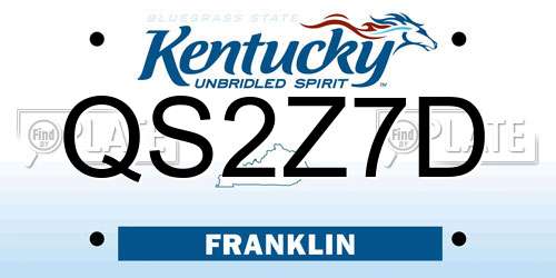 QS2Z7D Kentucky License Plate