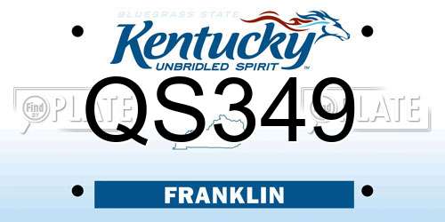 QS349 Kentucky License Plate