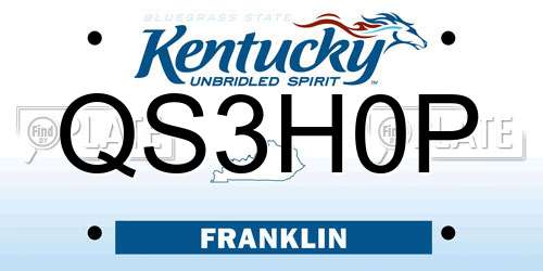QS3H0P Kentucky License Plate